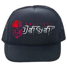 Load image into Gallery viewer, American Jetset - Flag Skull Logo - Trucker Hat Black/Black
